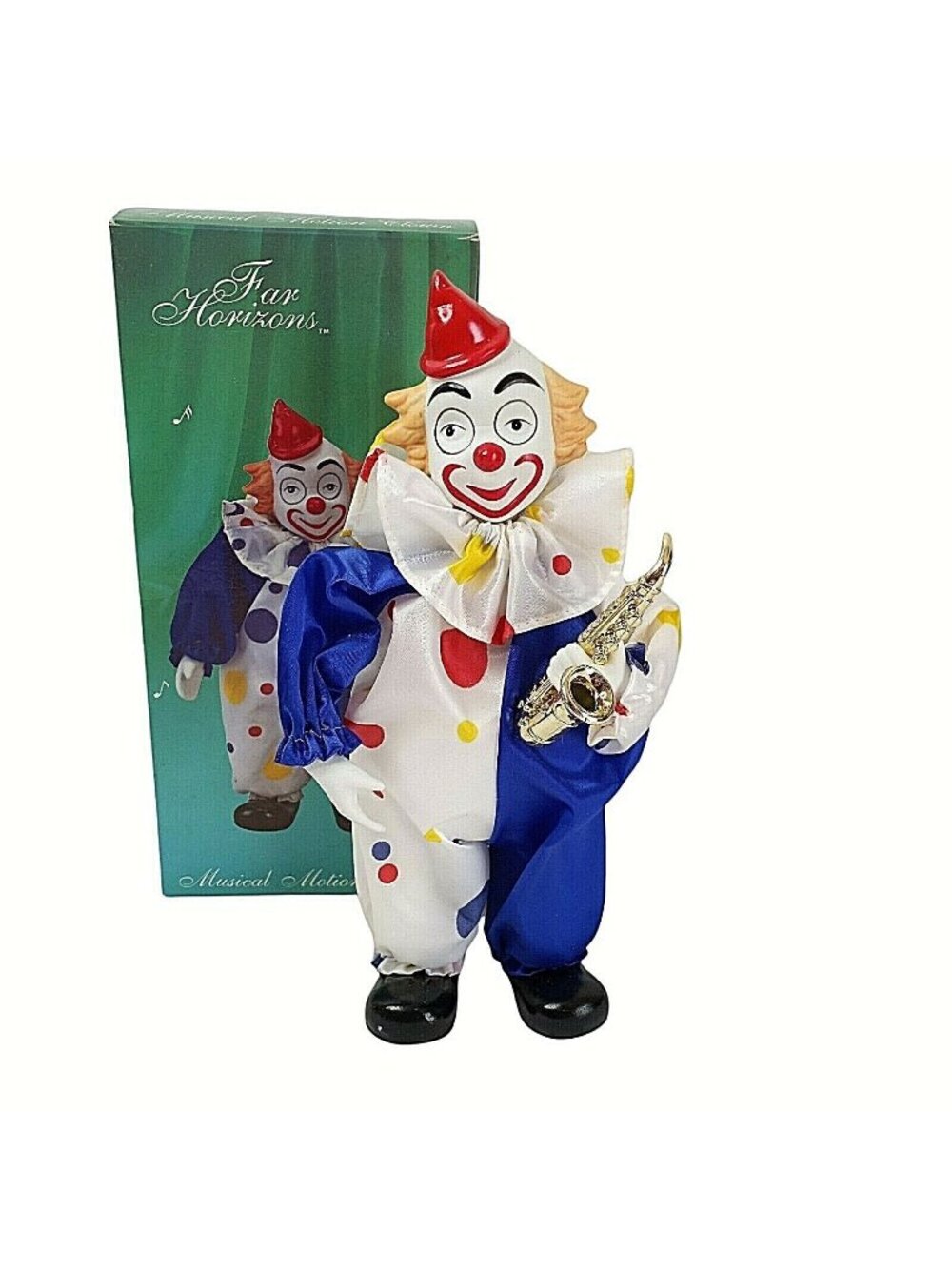 Vintage Musical Motion Clown Figurine Far Horizons It's A Small World Moves 1997
